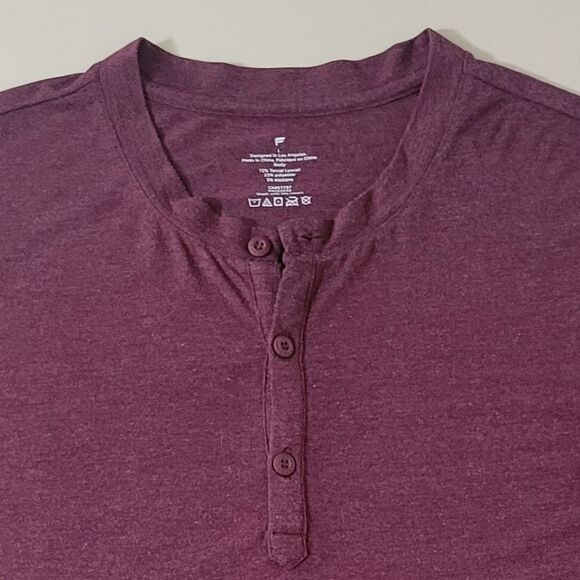 Fabletics Men's Restoreknit Burgundy Long Sleeve Henley Pullover Tee - Picture 11 of 15